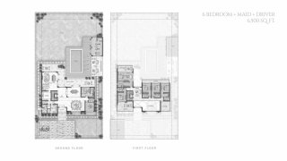 Планировка виллы 6 спален в ЖК THE FARMHOUSES № 11008